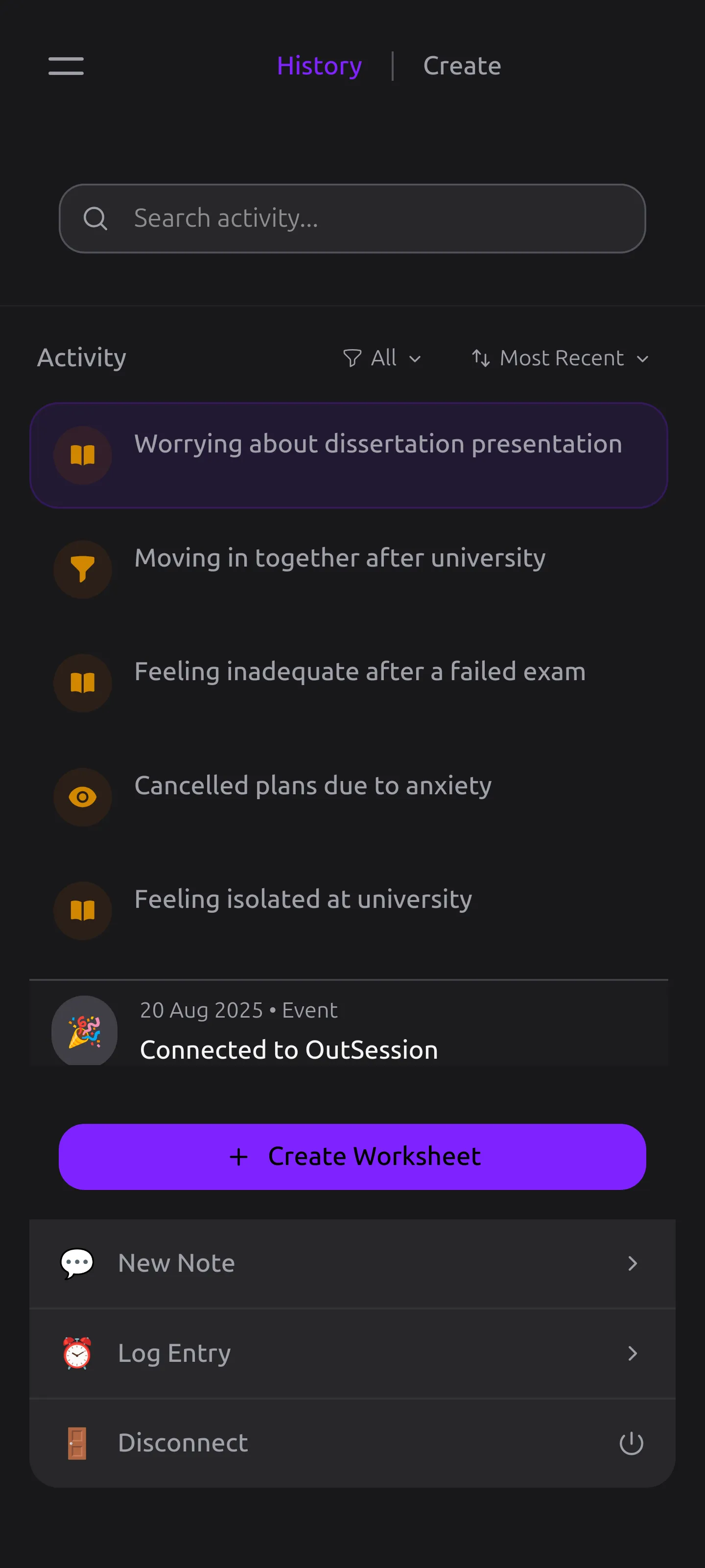 Activity interface
