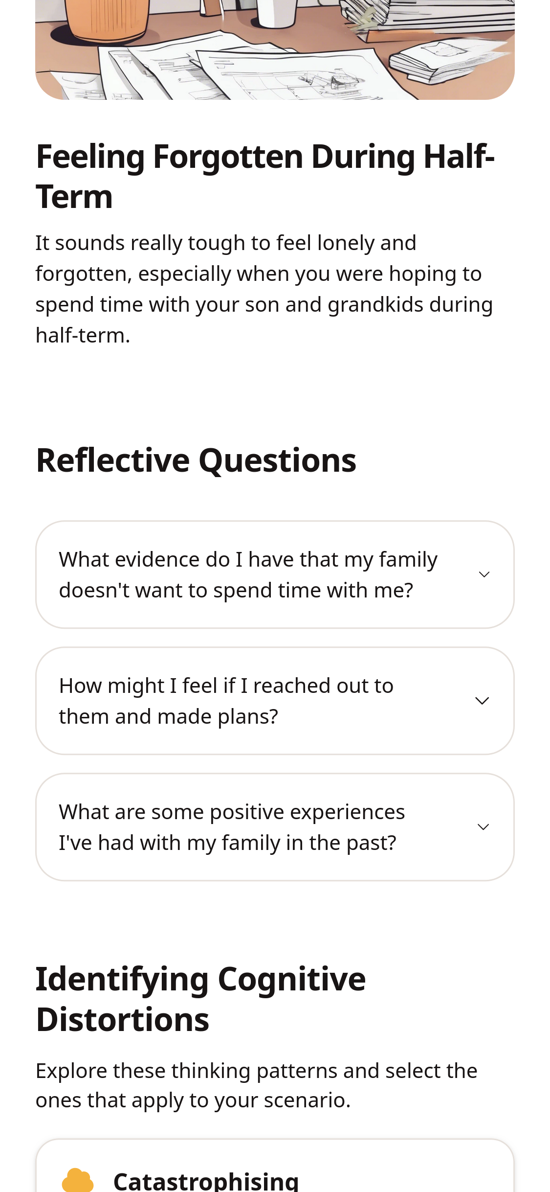 Smarter Thought Record interface for client use